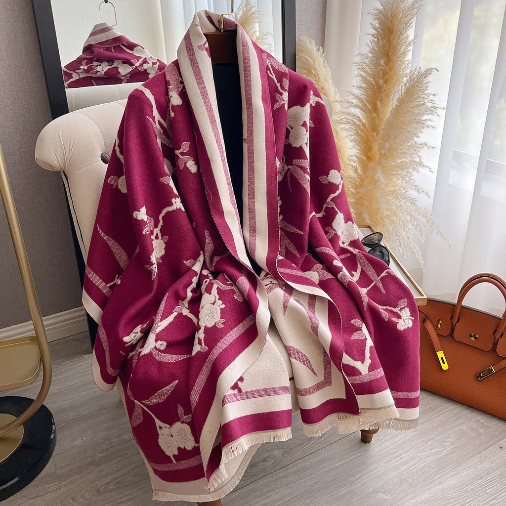 Cashmere-Touch Elegance: The Plum Blossom Winter Scarf