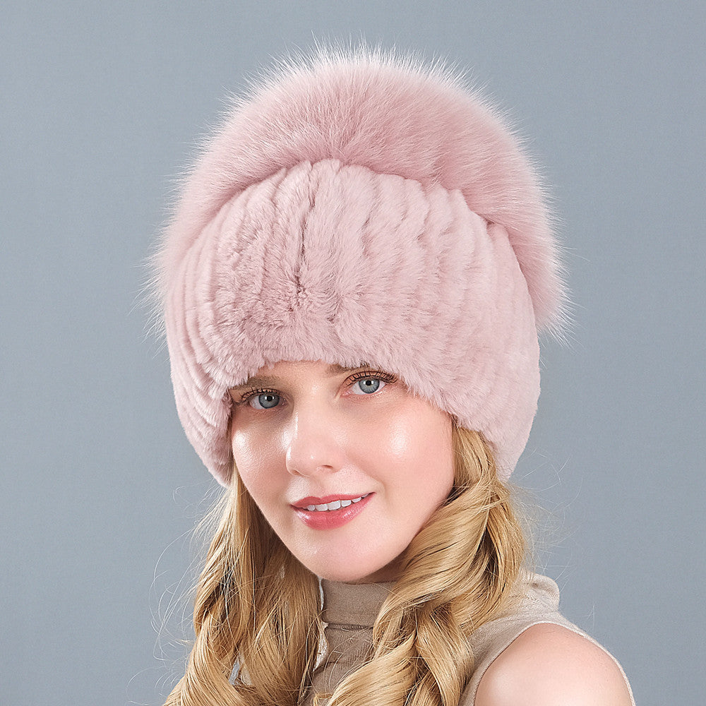 Velvet Frost: The Artisan Fur-Trimmed Knit Beanie