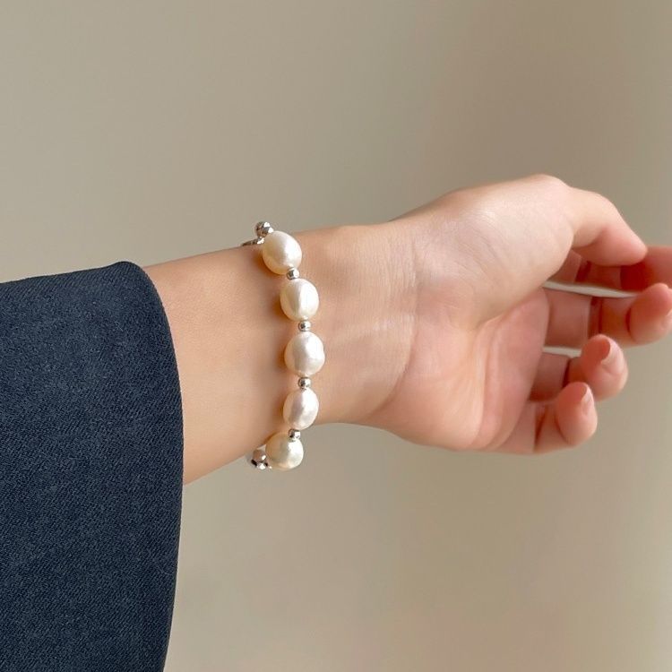 One-of-a-Kind: Irregular Natural Freshwater Pearl & 3D Gold Vintage Bracelet