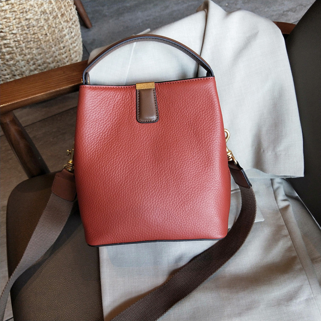 The Litchi Luxe: Premium Grained Leather Bucket Bag