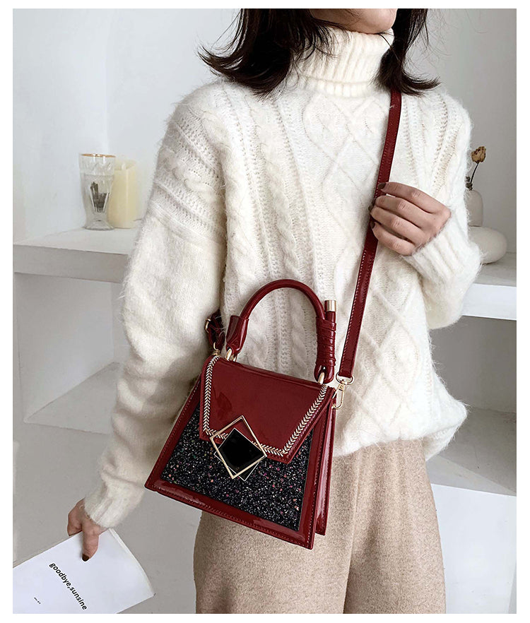 The Stellar: Sequin Patent Trapezoid Crossbody