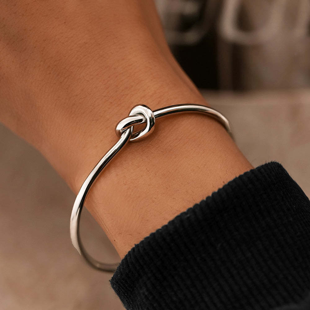 18K Gold Plated Knotted C-Shaped Titanium Bracelet