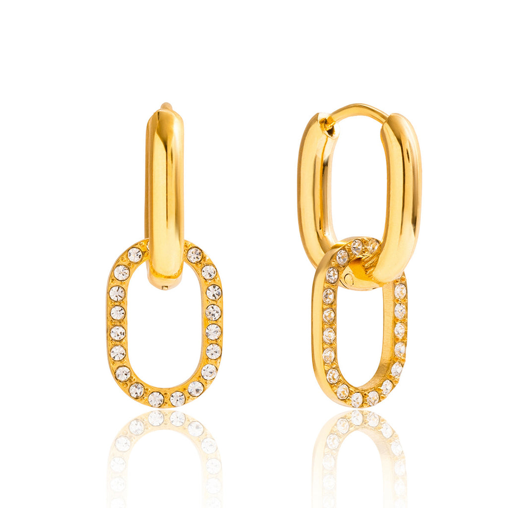 316L Zircon Buckle Hoop Earrings