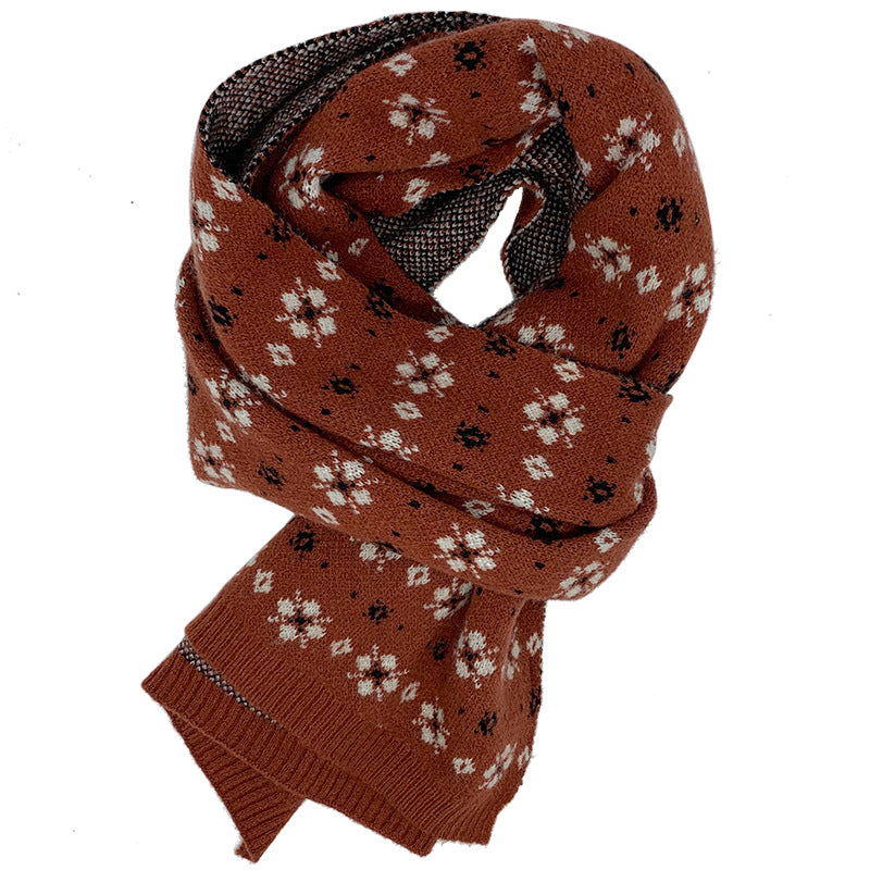 Nordic Bloom: The Thickened Woolen Winter Scarf