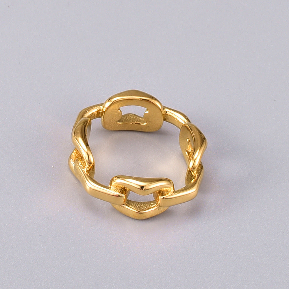 Temperament Interlocking Geometric Titanium Ring
