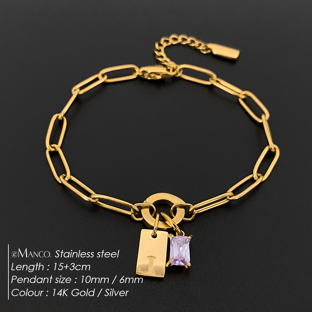 316L Stainless Steel Initial Letter Bracelet