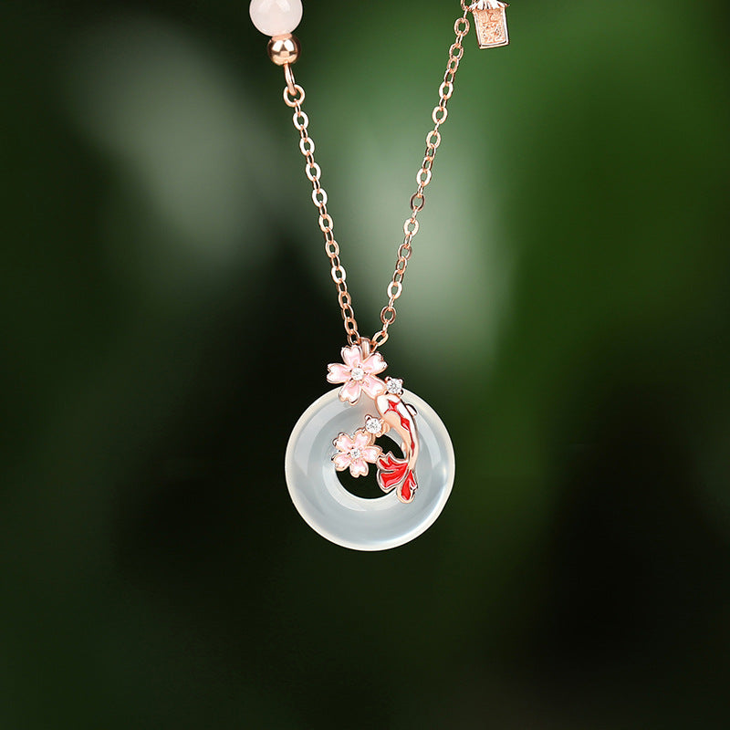 Zen Serenity: 925 Sterling Silver Koi & Peace Buckle Pendant