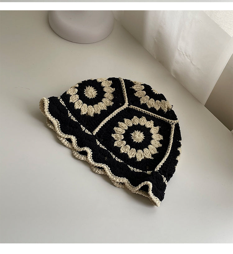 Coco Twoce Artisanal Bloom: Handmade Crochet Dual-Tone Bucket Hat