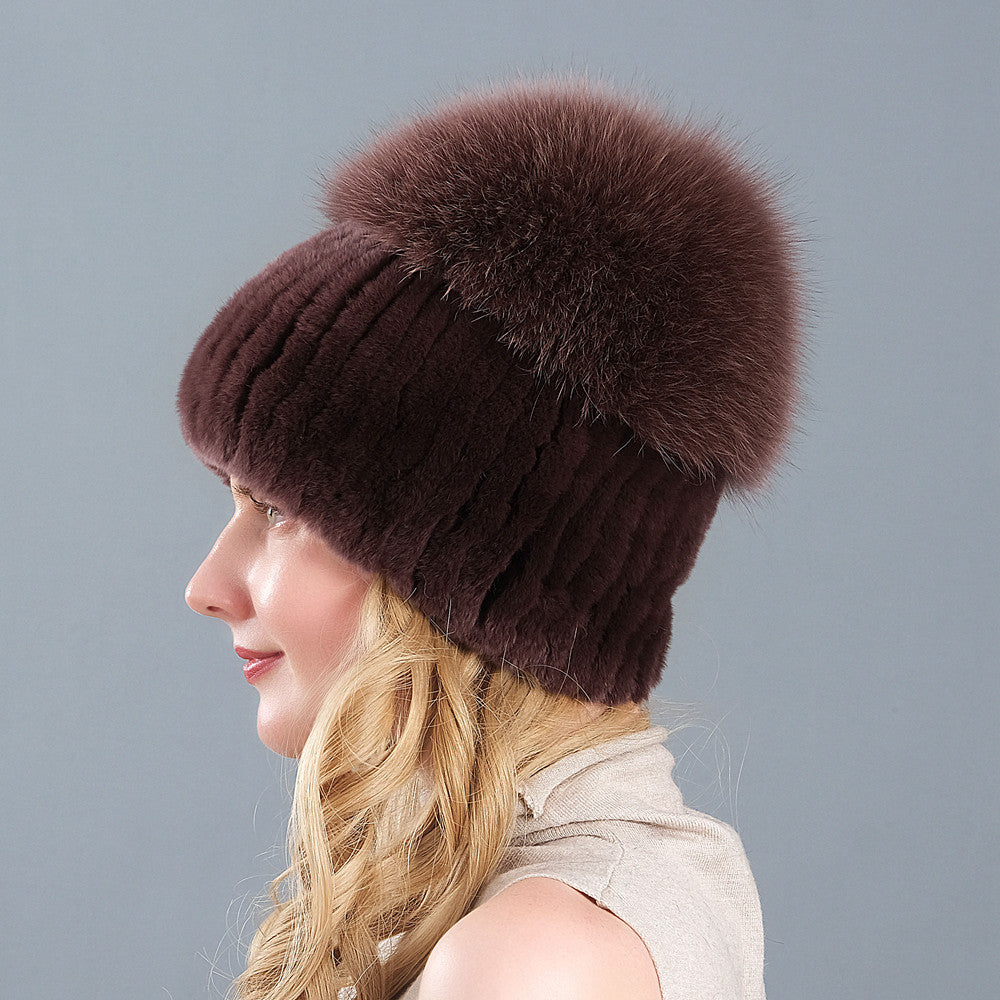 Velvet Frost: The Artisan Fur-Trimmed Knit Beanie