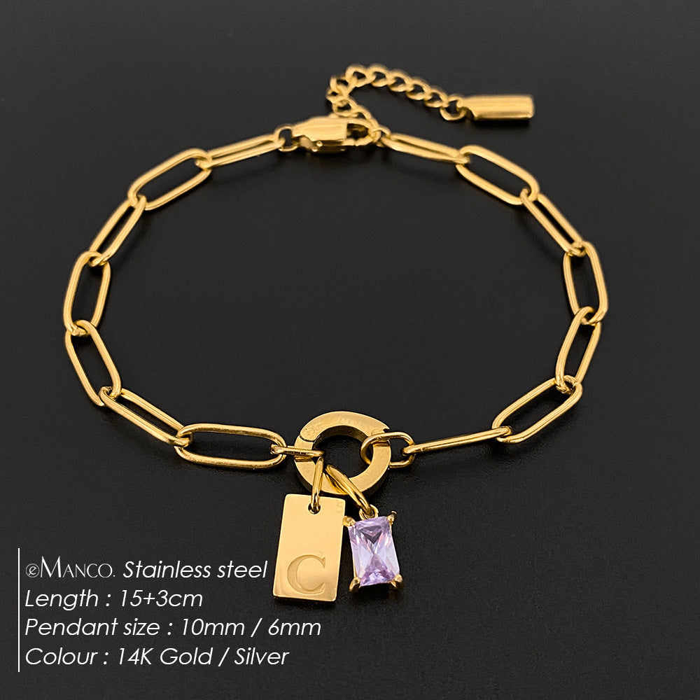 316L Stainless Steel Initial Letter Bracelet