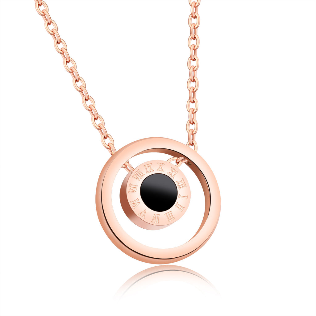 Roman numeral titanium steel necklace