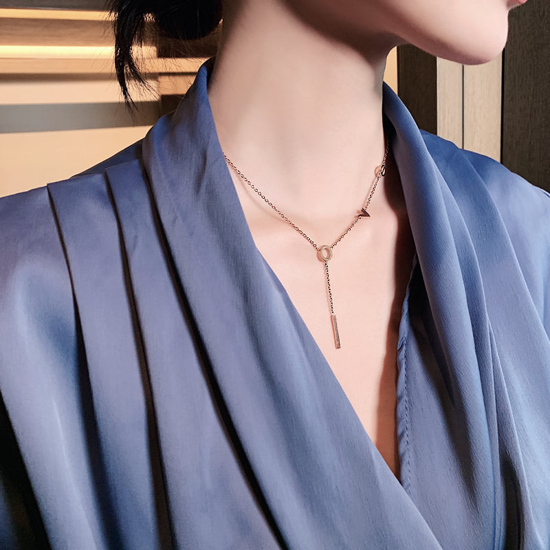 Women's alphabet titanium steel necklace