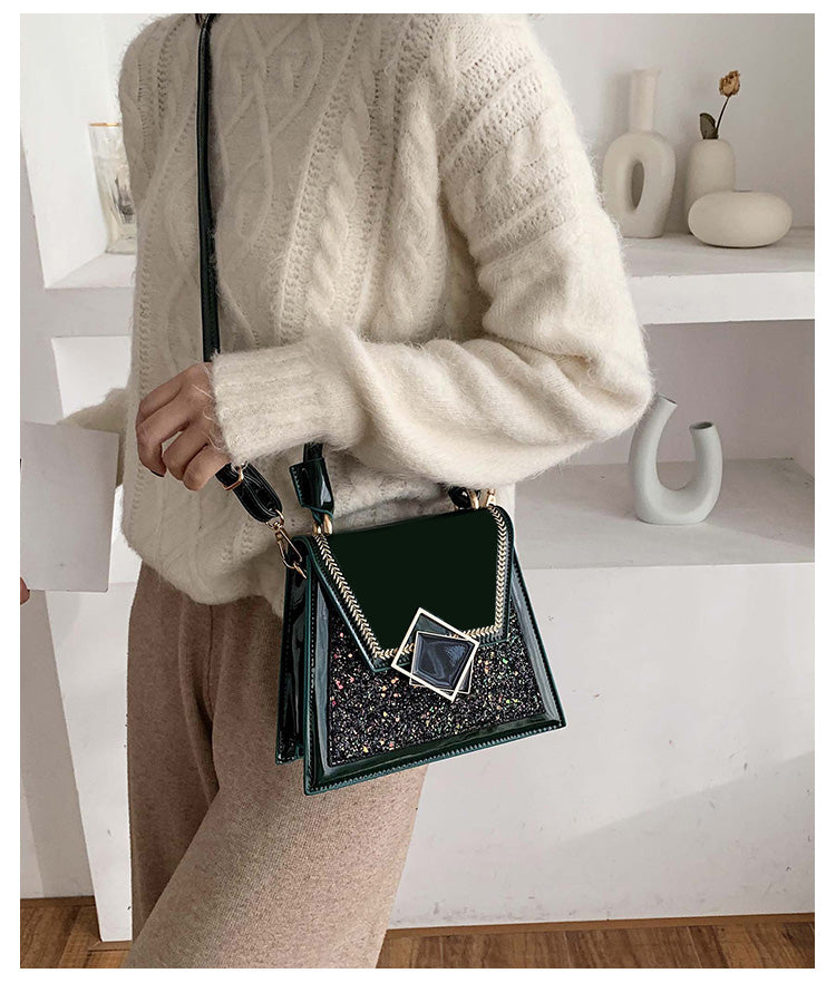 The Stellar: Sequin Patent Trapezoid Crossbody