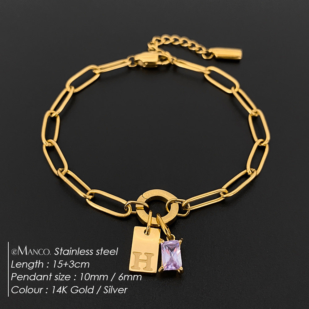 316L Stainless Steel Initial Letter Bracelet
