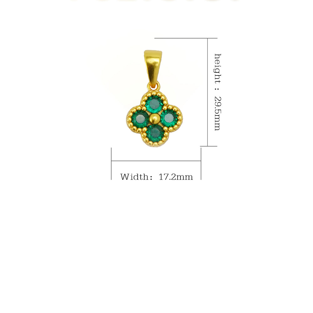 24K Gold Lucky Green Clover Necklace