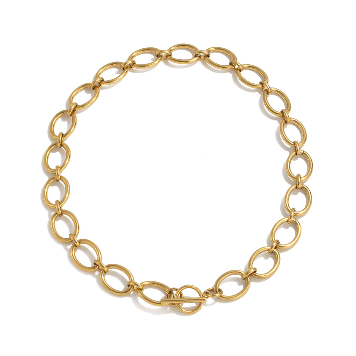 The Eternal Link – Minimalist Geometric Titanium Necklace