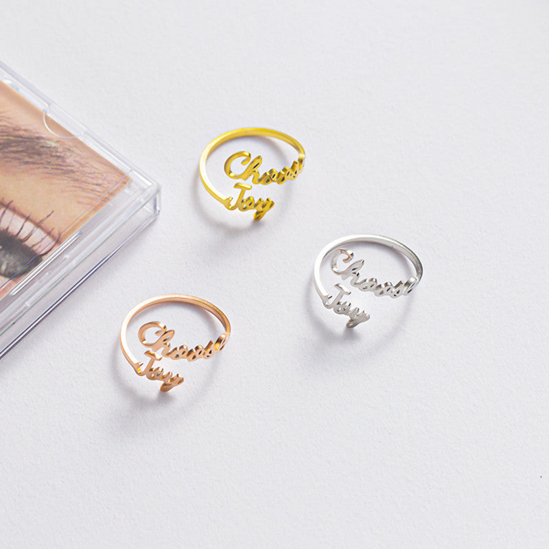 Fashion Letter Signature Titanium Ring