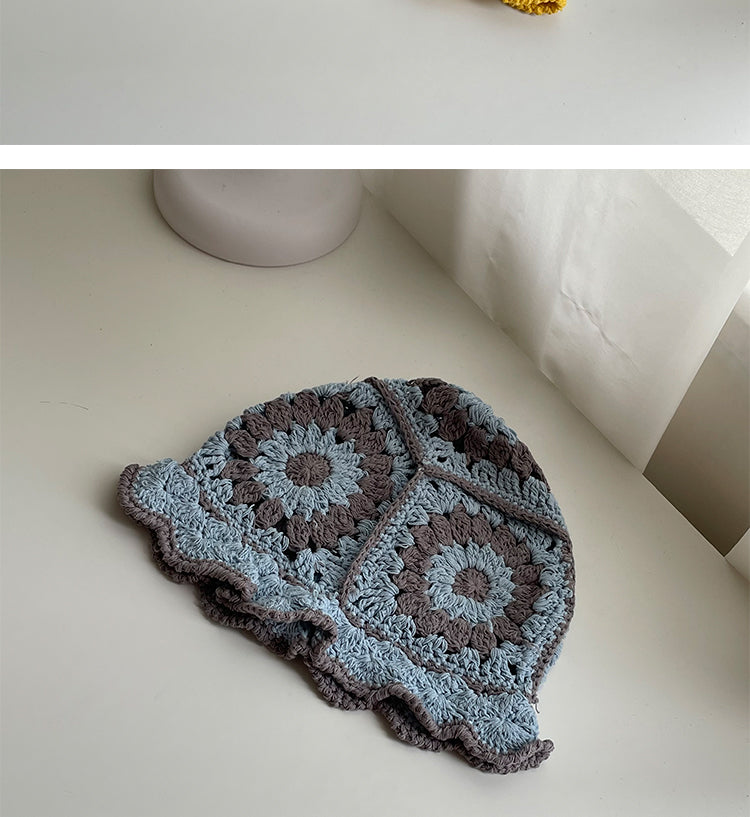 Coco Twoce Artisanal Bloom: Handmade Crochet Dual-Tone Bucket Hat