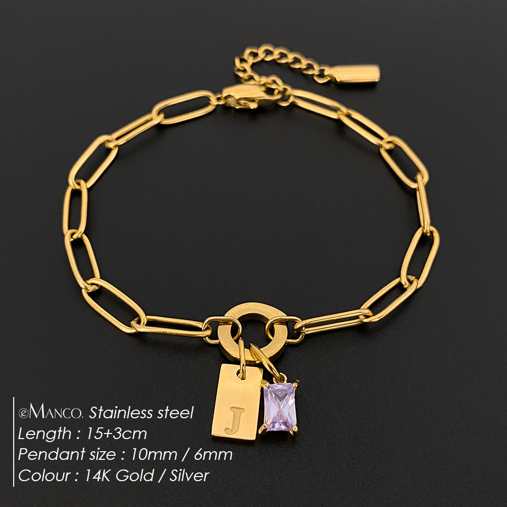 316L Stainless Steel Initial Letter Bracelet