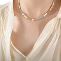 Serene Pearl & Stone Titanium Necklace