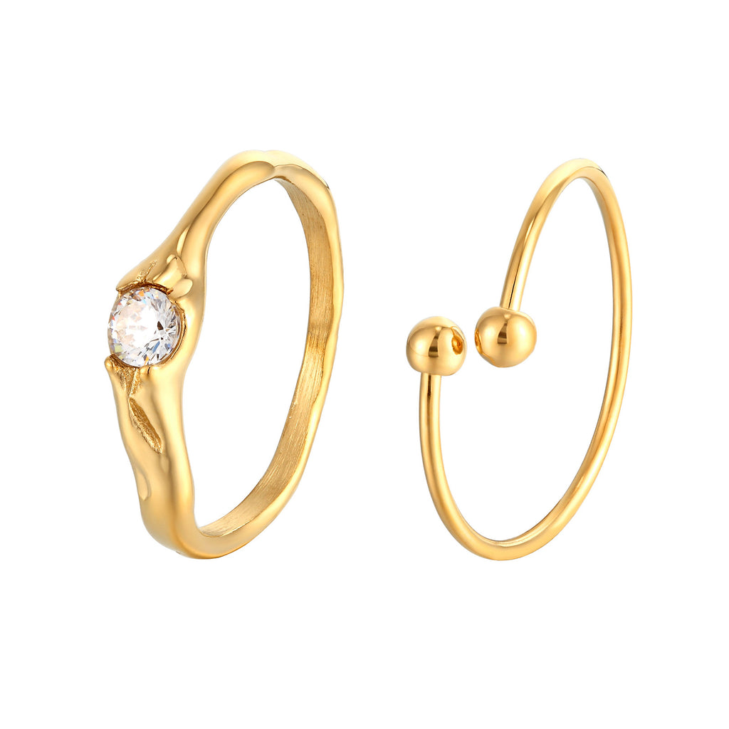 Women’s Geometric Dual-Style Gold Titanium Ring