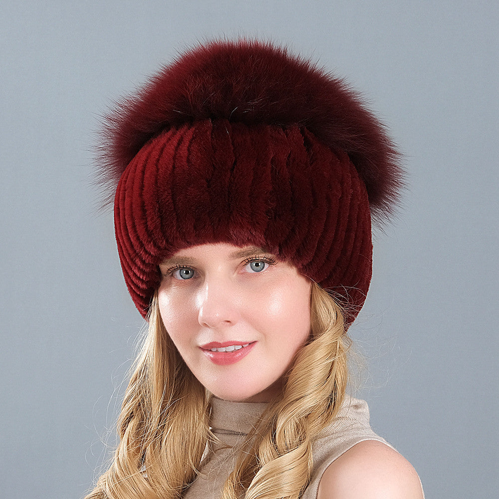 Velvet Frost: The Artisan Fur-Trimmed Knit Beanie