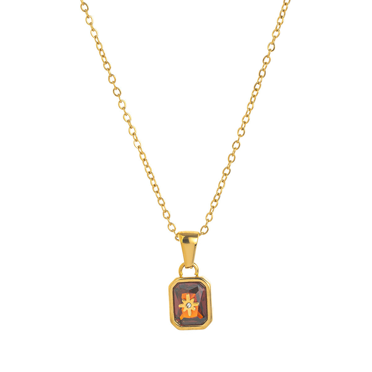 Titanium Steel Birthstones Necklace Pendant