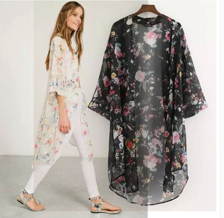 Coco Twoce Floral Reverie: Bohem Kimono Tarzı Sonbahar Paltosu