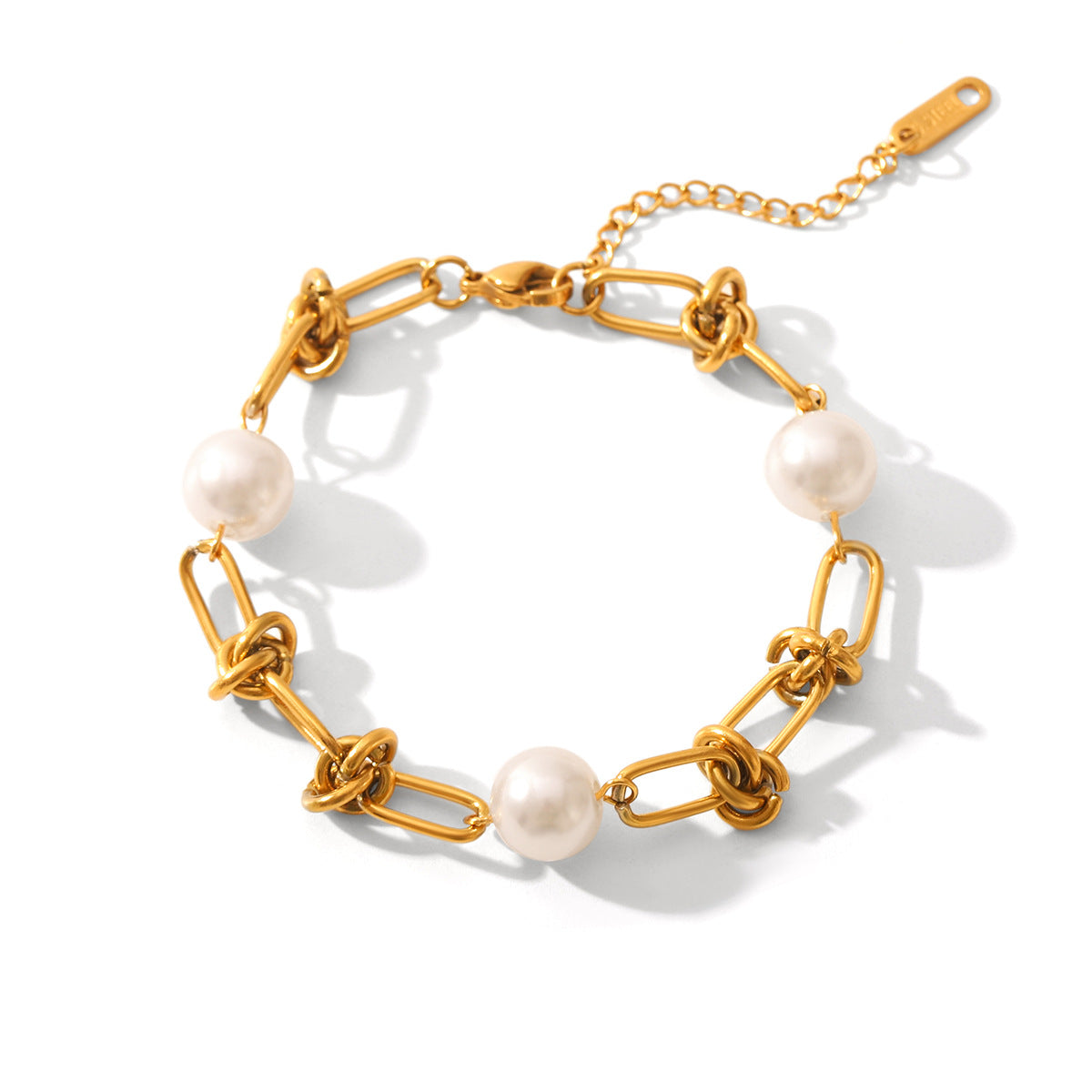 The Pearlescent Twist: Titanium & Inset Pearl Bracelet
