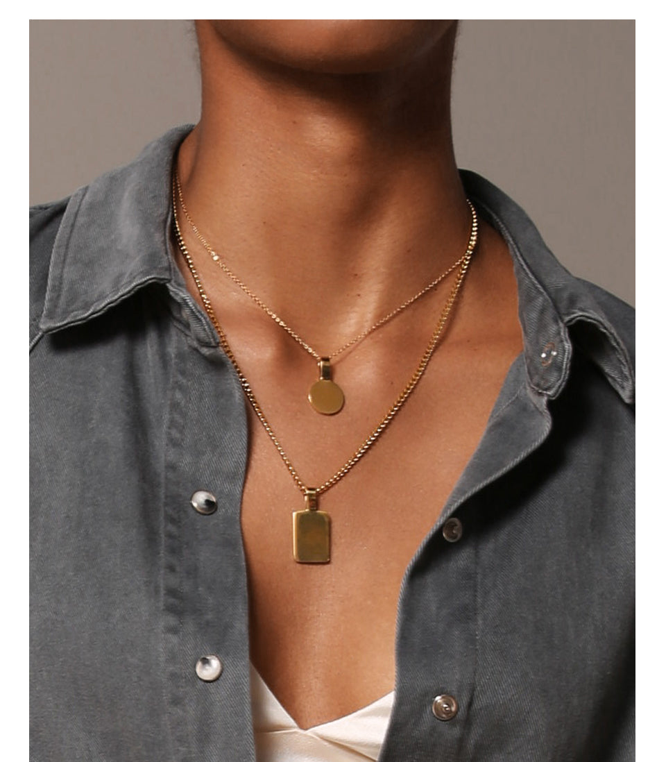 Mirror titanium steel necklace pendant