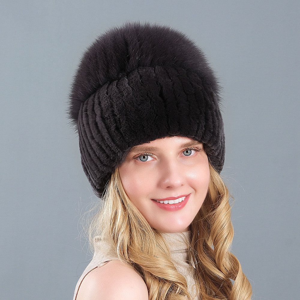 Velvet Frost: The Artisan Fur-Trimmed Knit Beanie