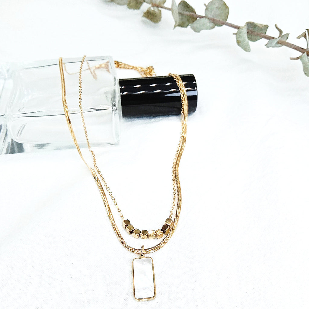 The Iridescent Layer: Mother of Pearl Titanium Necklace