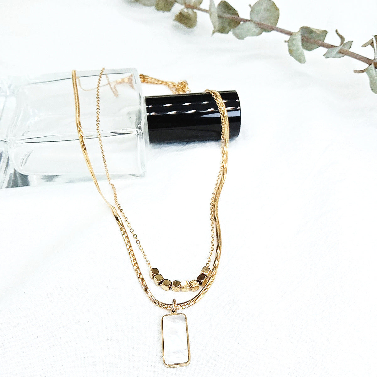The Iridescent Layer: Mother of Pearl Titanium Necklace