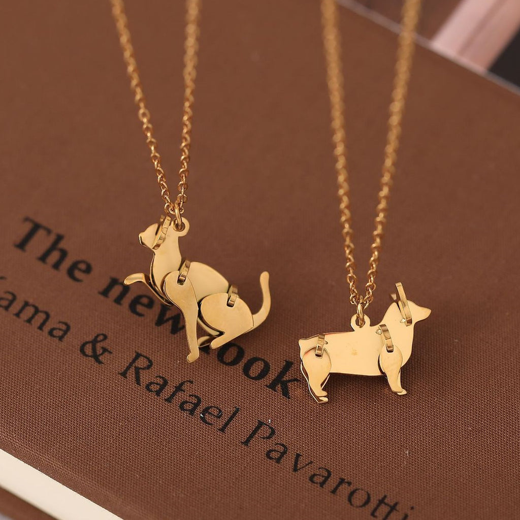 Titanium Steel Cat Puppy Necklace