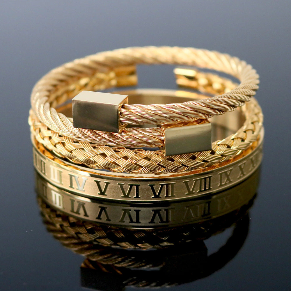 The Titanium Elite: Unisex Braided Gold Steel Bracelet