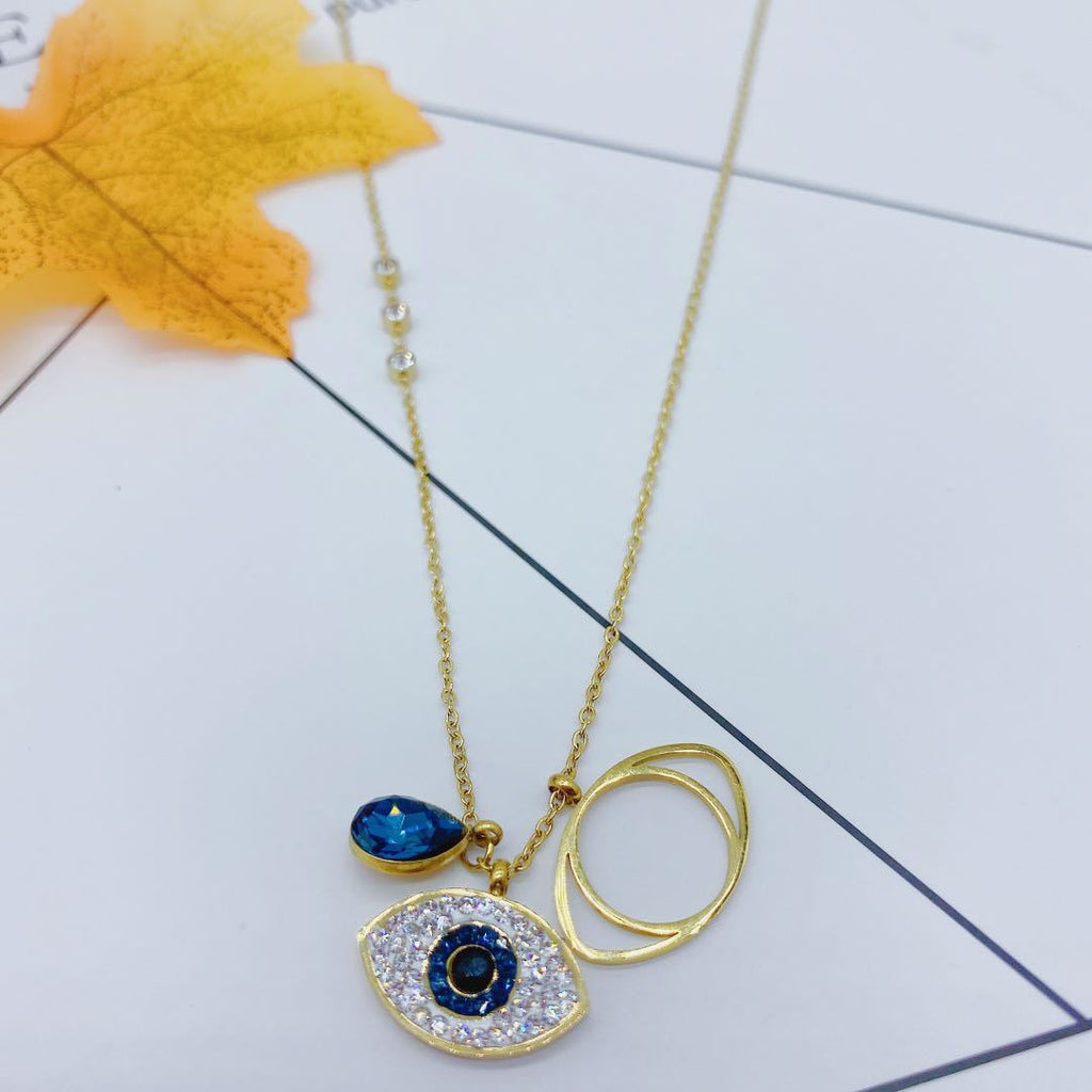 The Mystic Gaze: Diamond-Cut Devil’s Eye Necklace