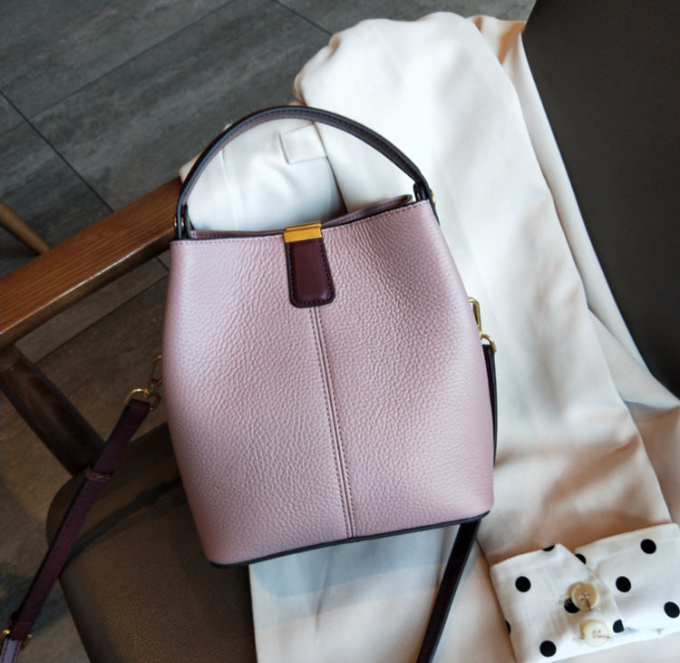 The Litchi Luxe: Premium Grained Leather Bucket Bag
