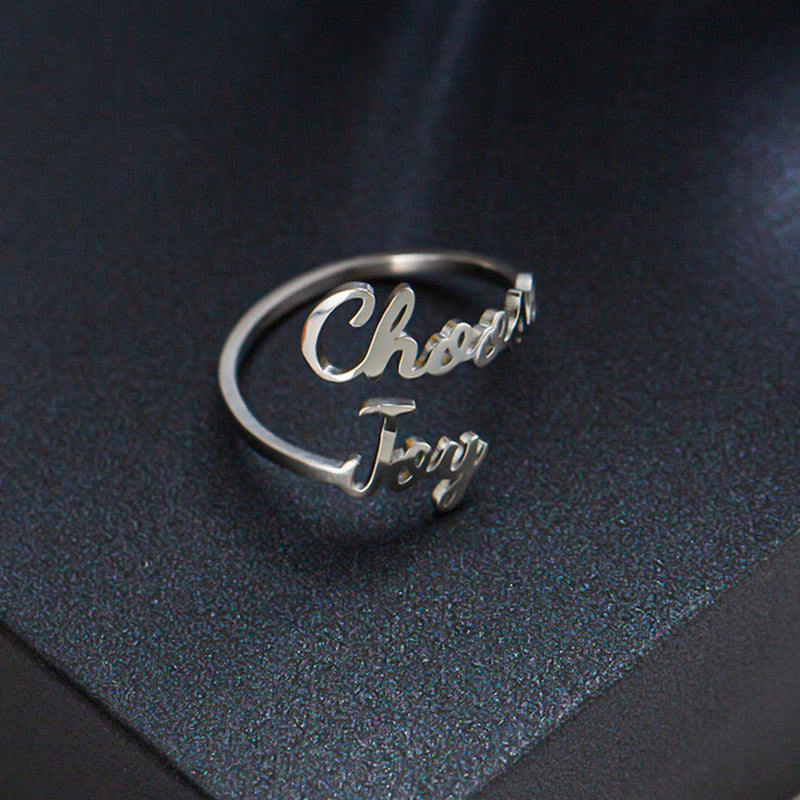 Fashion Letter Signature Titanium Ring