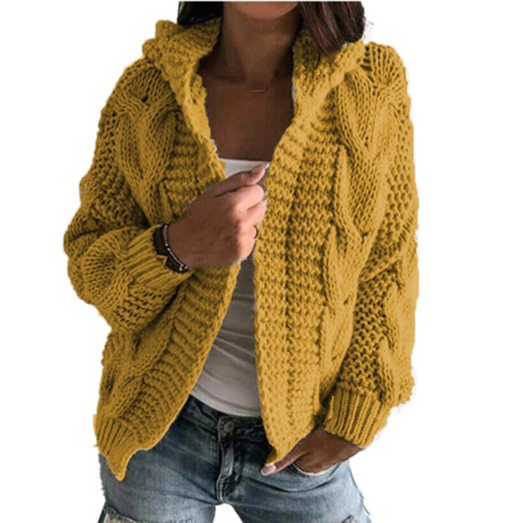 Coco Twoce Heritage Twist: British Style Chunky Knit Cardigan