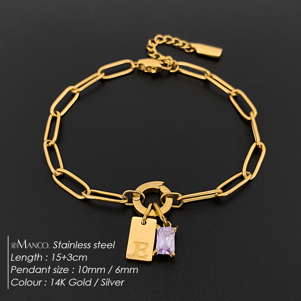 316L Stainless Steel Initial Letter Bracelet