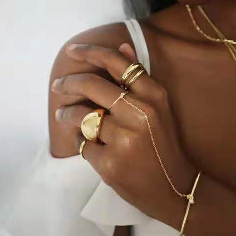 Women’s Geometric Titanium Bracelet-Ring Duo
