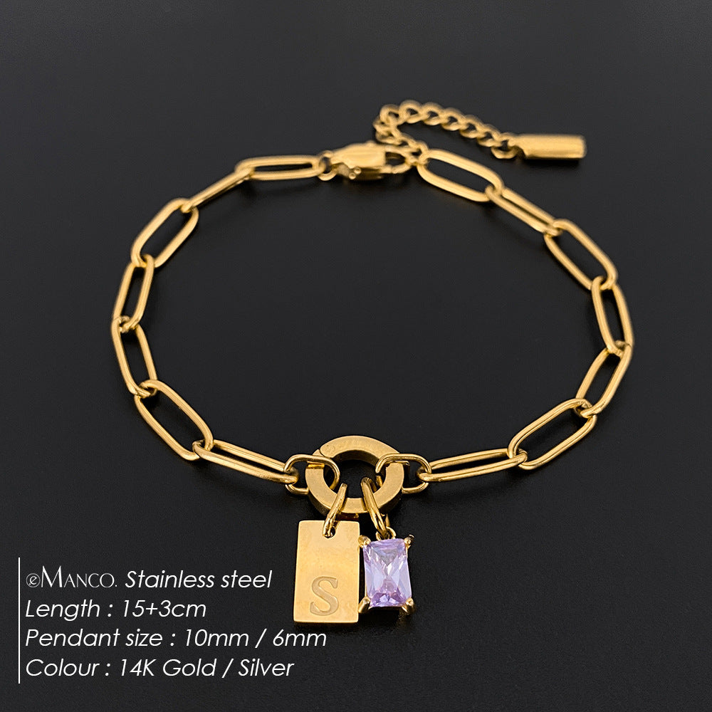 316L Stainless Steel Initial Letter Bracelet