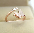 Woman Frosted Butterfly Adjustable Titanium Ring