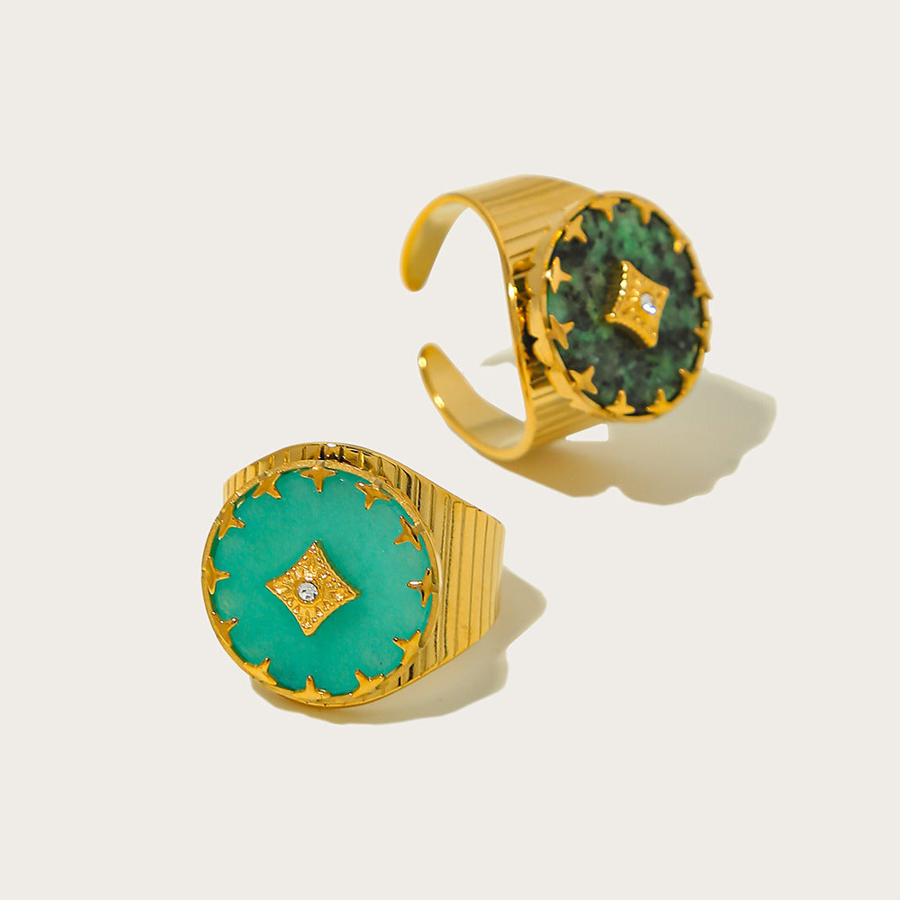 Retro Geometric Adjustable Titanium Ring