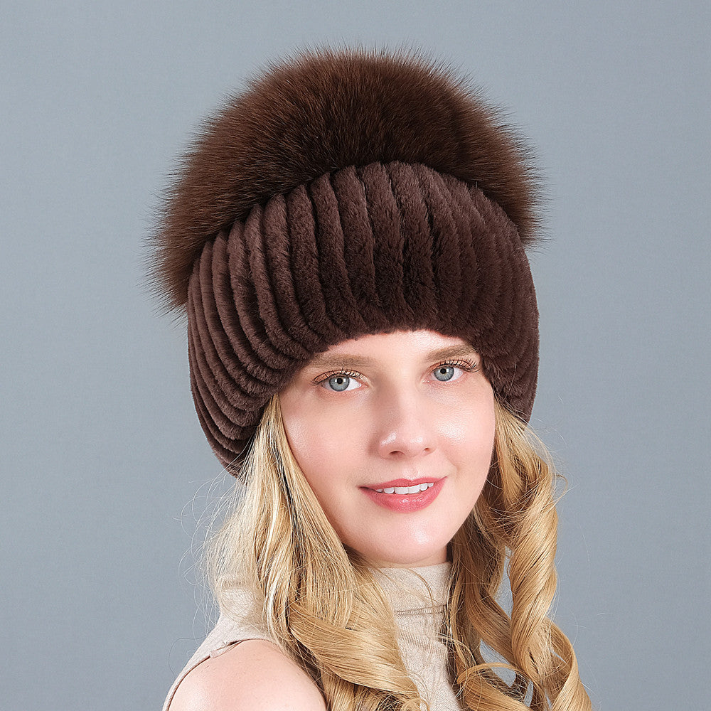 Velvet Frost: The Artisan Fur-Trimmed Knit Beanie