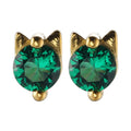 Handmade 925 Sterling Silver Green Cat Studs