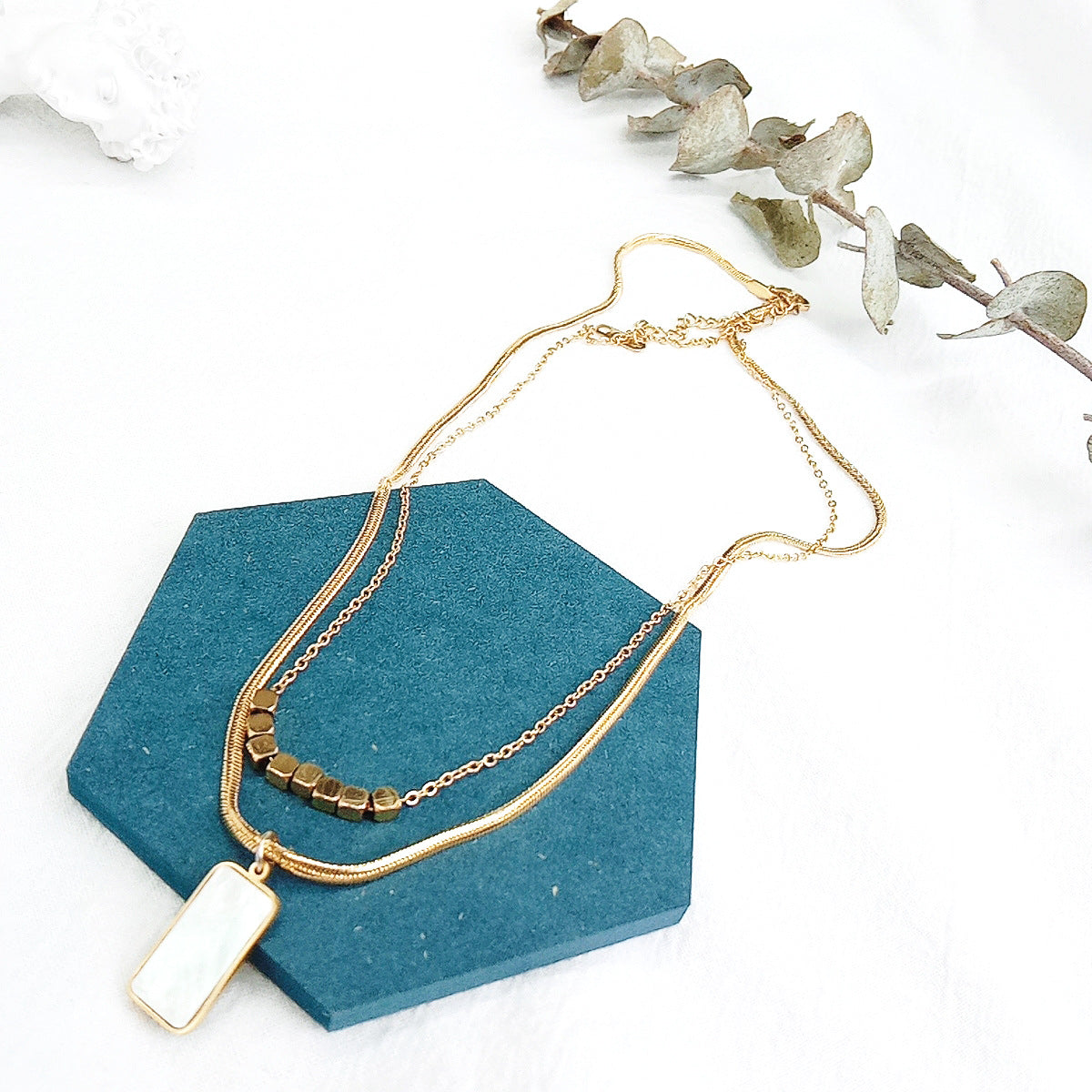 The Iridescent Layer: Mother of Pearl Titanium Necklace