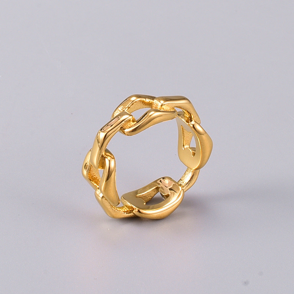 Temperament Interlocking Geometric Titanium Ring