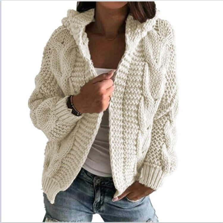 Coco Twoce Heritage Twist: British Style Chunky Knit Cardigan