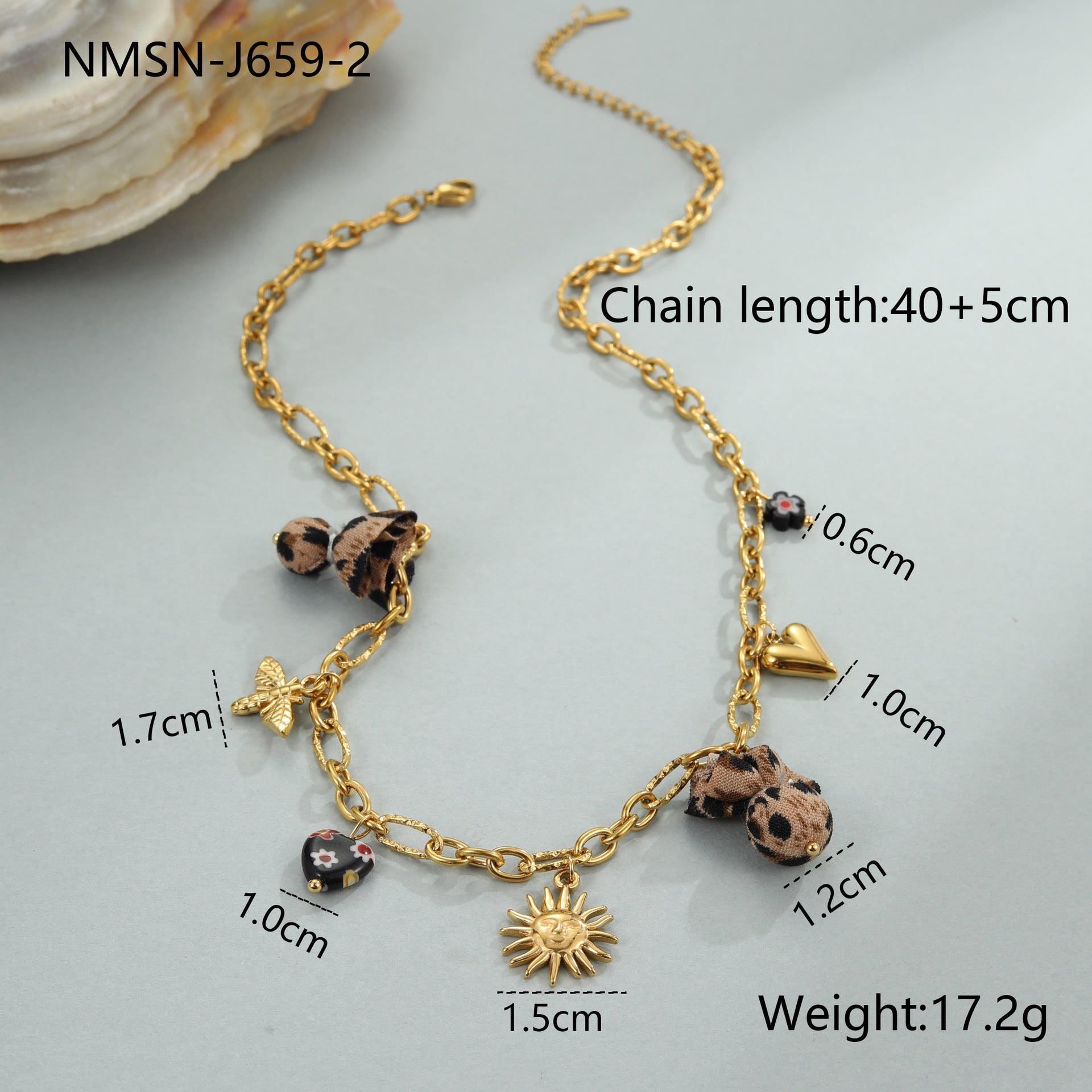 Wild Romance: 18K Gold Plated Leopard & Floral Heart Medallion